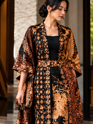 Elegant Batik Portrait in Warm Architecture